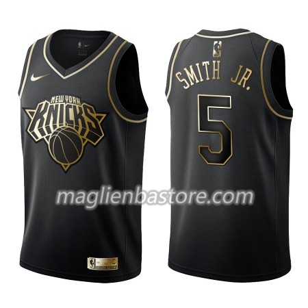Maglia NBA New York Knicks Dennis Smith Jr. 5 Nike Nero Golden Edition Swingman - Uomo